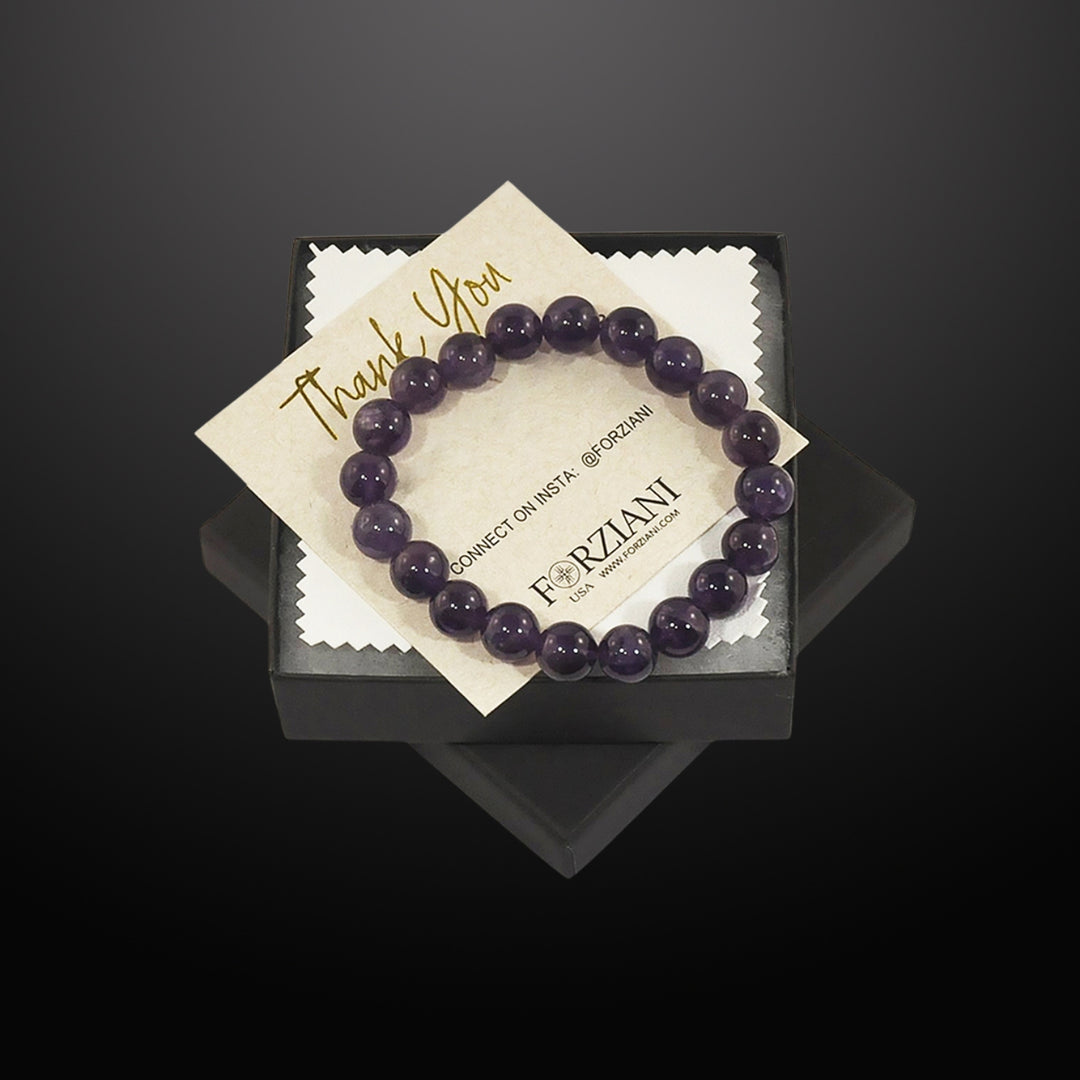 Amethyst Beaded Bracelet for Men, 10mm