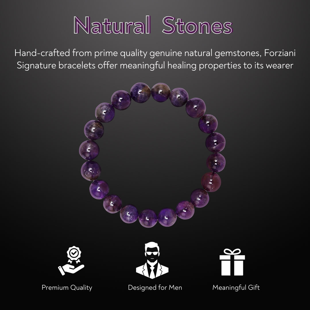 Amethyst Beaded Bracelet for Men, 10mm