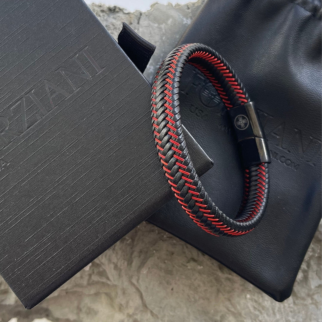 Astro Red Woven Leather Bracelet