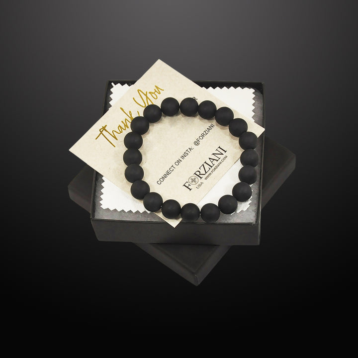 Black Agate Beaded Bracelet for Men, 10mm