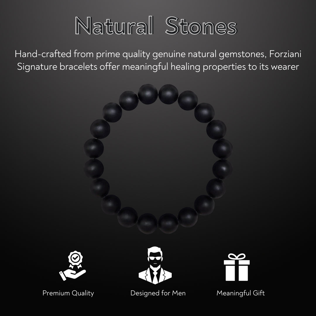 Black Agate Beaded Bracelet for Men, 10mm