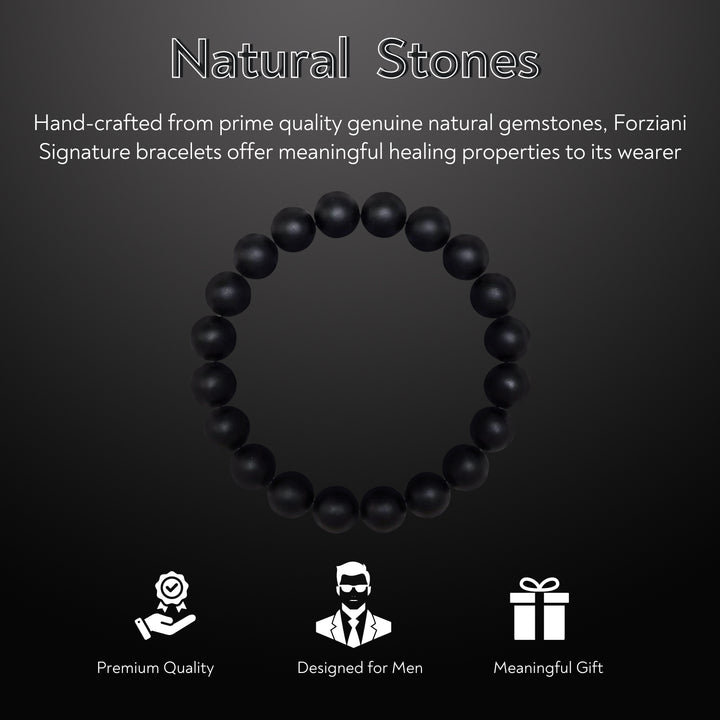 Black Agate Beaded Bracelet for Men, 10mm
