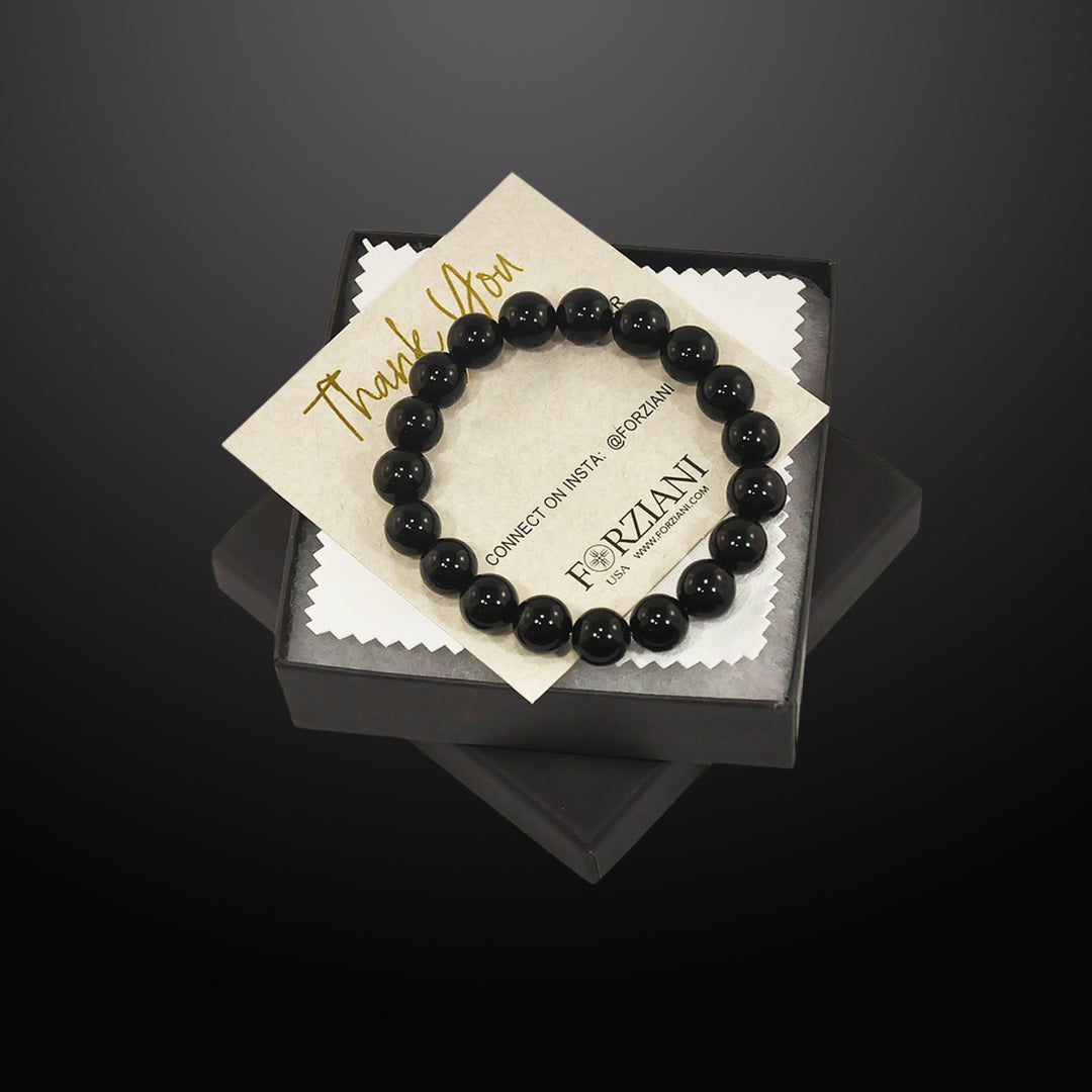 Black Onyx Beaded Bracelet for Men, 10mm