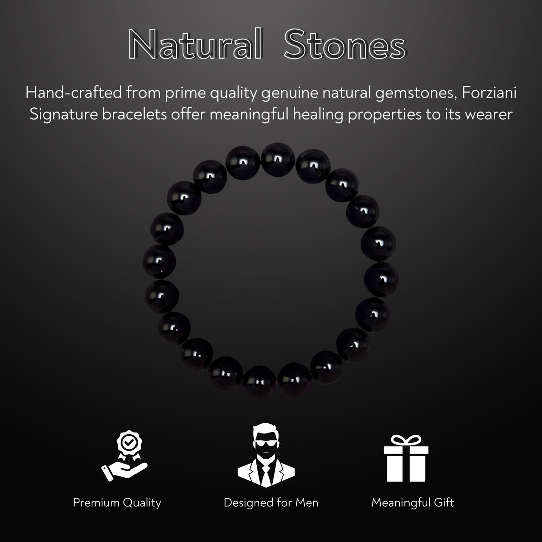 Black Onyx Beaded Bracelet for Men, 10mm