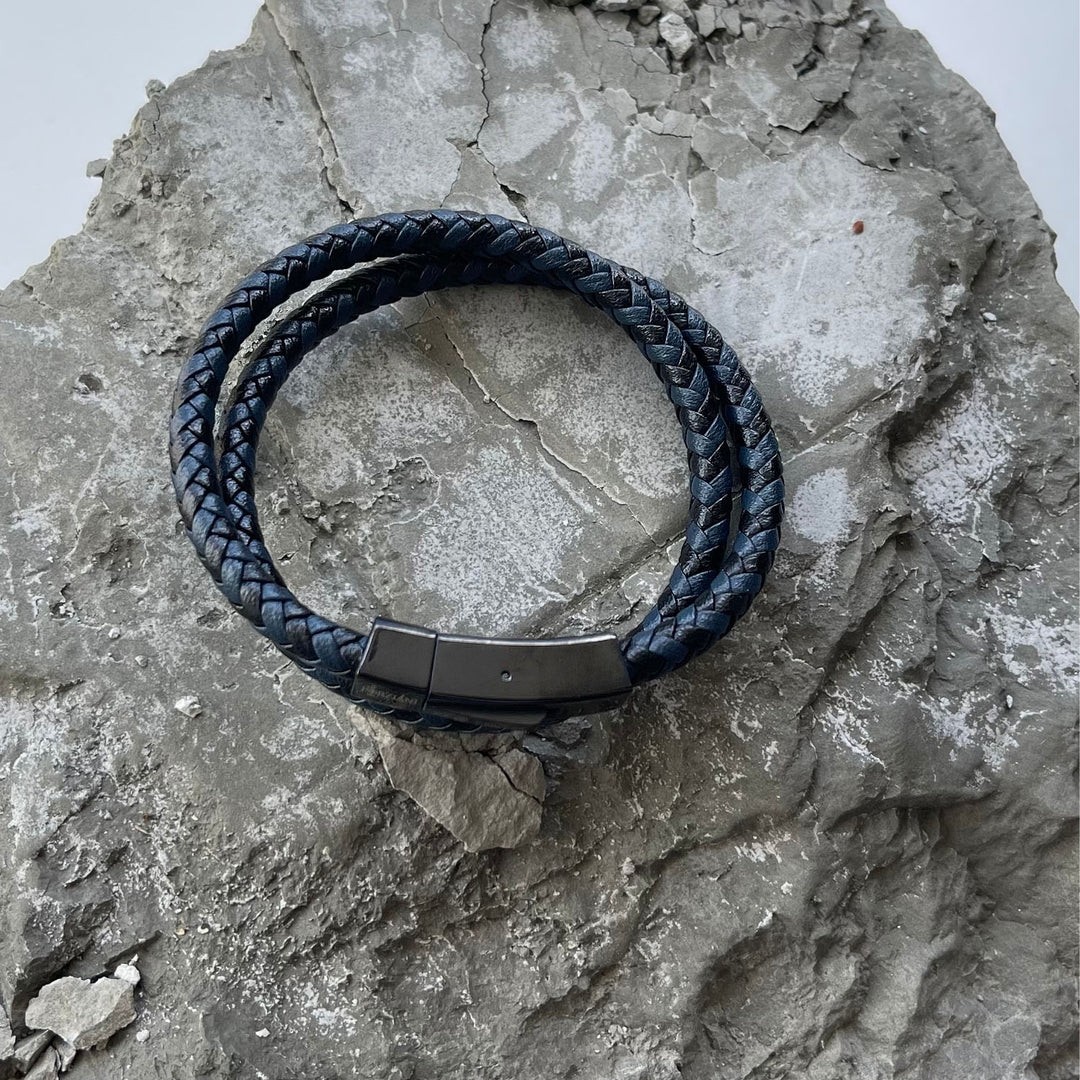 Chevron Braided Italian Leather Wrap Bracelet