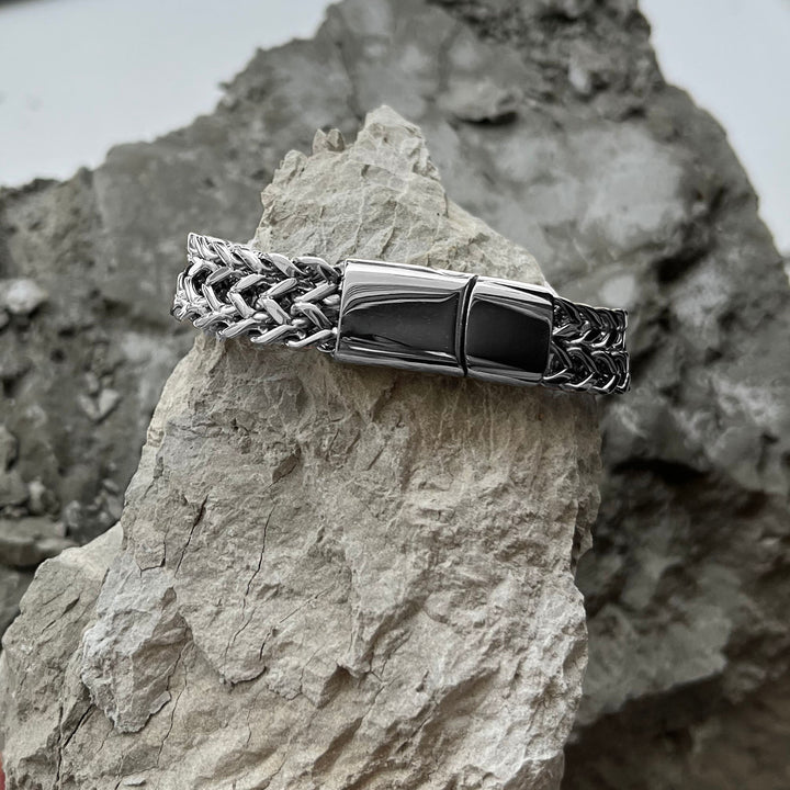 Chevron Woven Link Bracelet Silver - 12mm