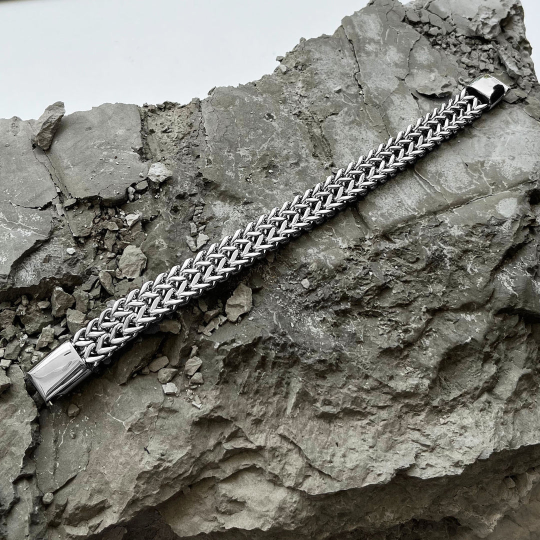 Chevron Woven Link Bracelet Silver - 12mm