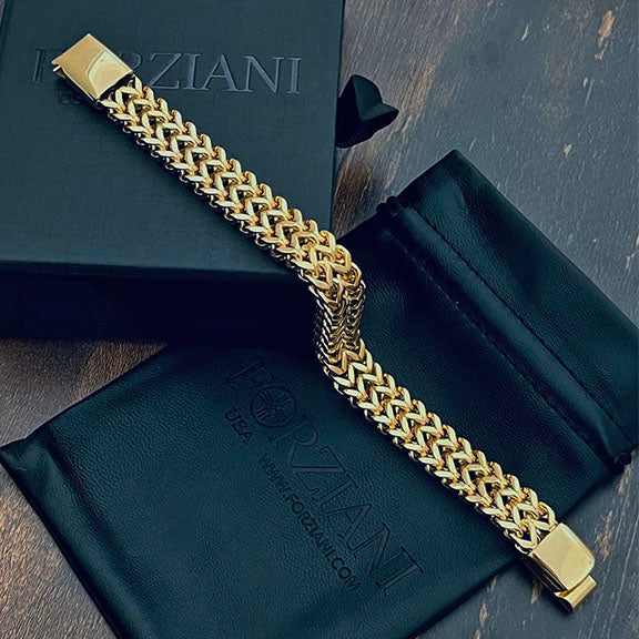 Chevron Woven Link Bracelet Gold - 12mm
