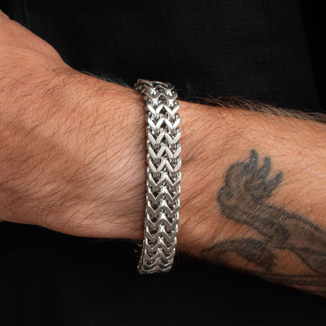 Chevron Woven Link Bracelet Silver - 12mm