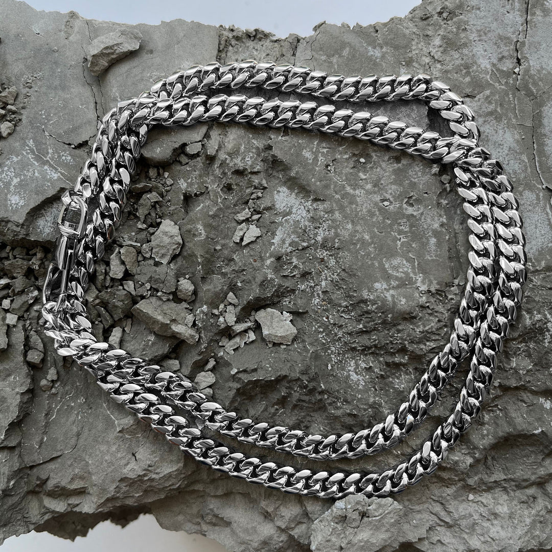 Crescent Link Chain Necklace Silver - 8mm