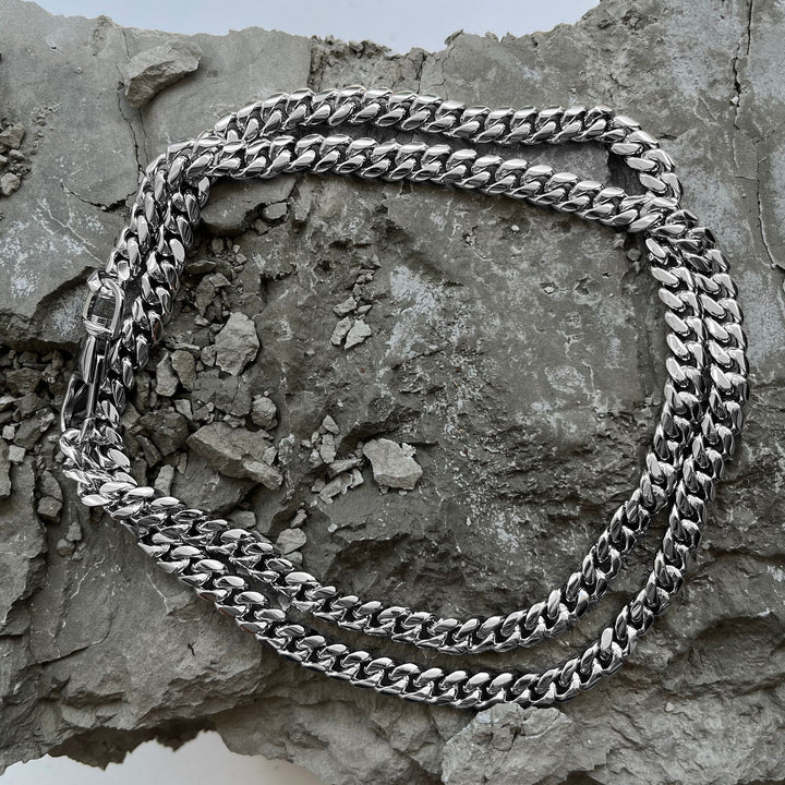 Crescent Link Chain Necklace Silver - 8mm