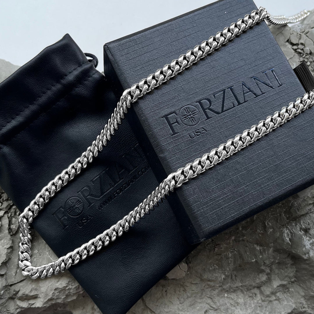Crescent Link Chain Necklace Silver - 8mm