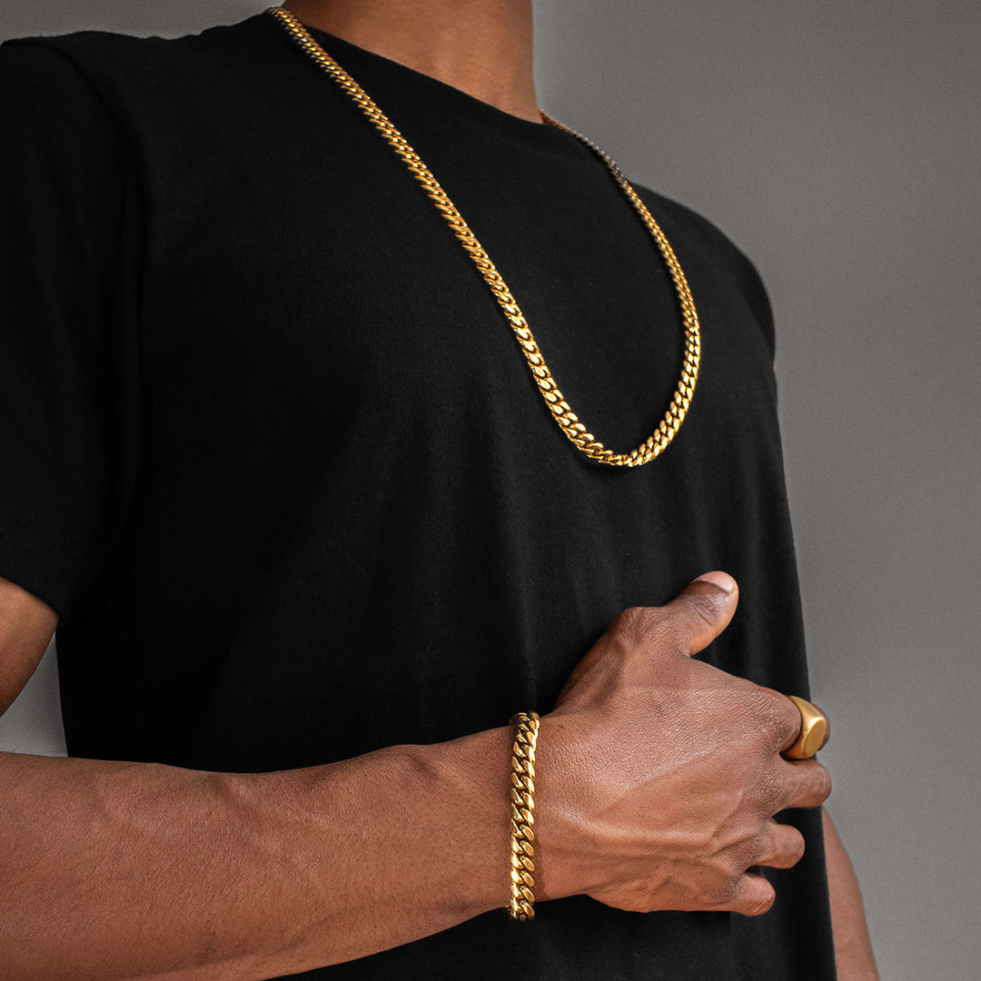 Crescent Link Chain Bracelet Gold - 8mm