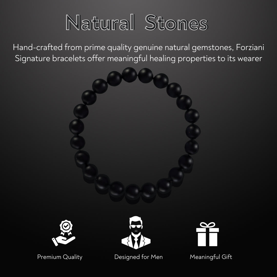 Earth Spirit Beaded Bracelet Black Agate, 8mm