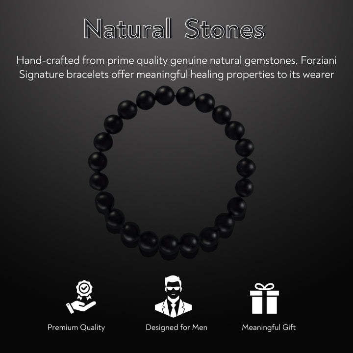 Earth Spirit Beaded Bracelet Black Agate, 8mm