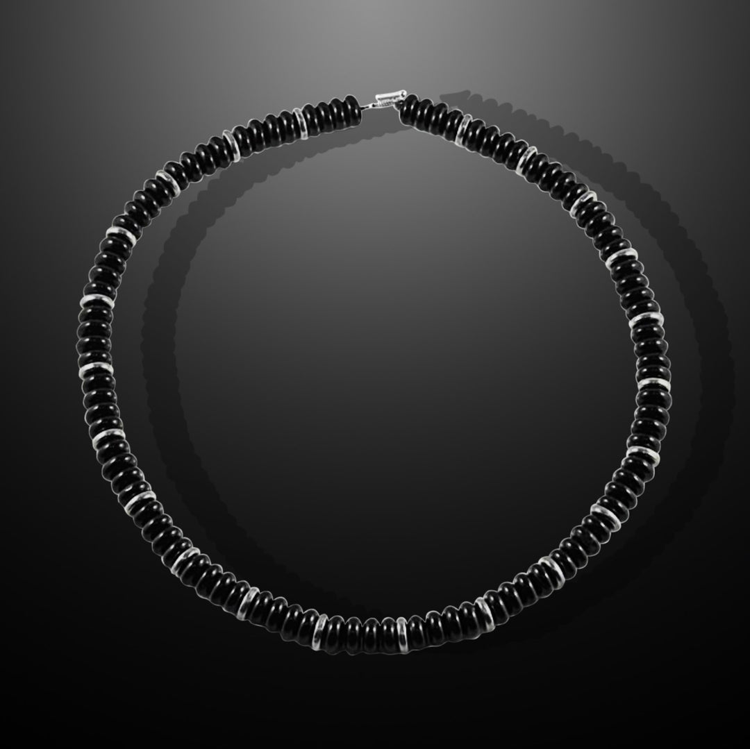 Explorer Black Onyx Disk Beads Necklace