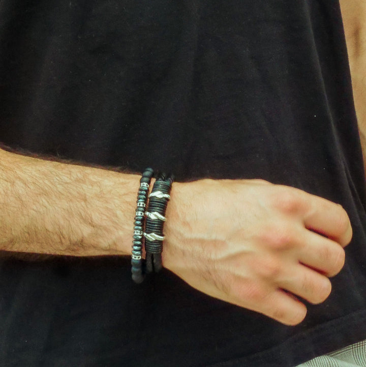 Black Braided Nappa Leather Bracelet
