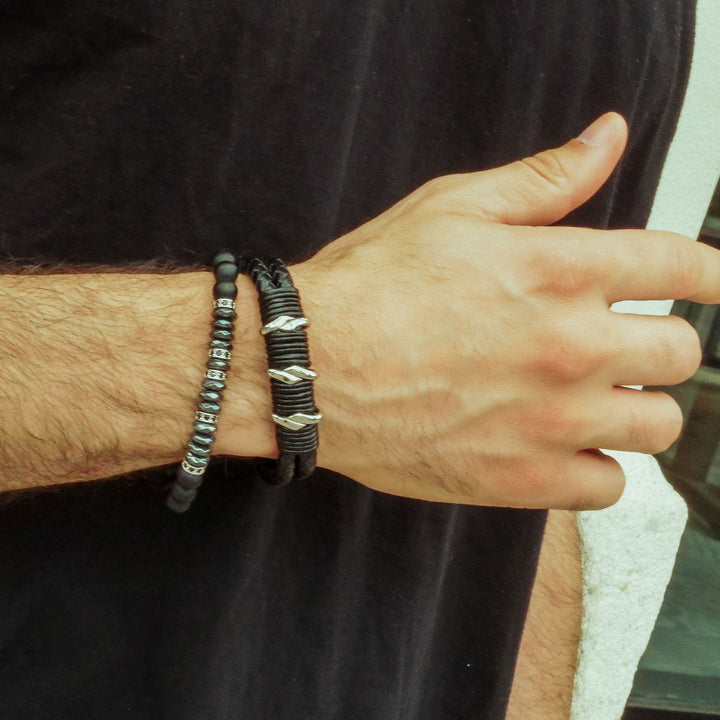 Black Braided Nappa Leather Bracelet