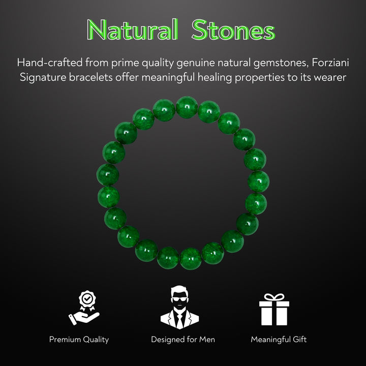 Green Jade Beaded Bracelet for Men, 10mm