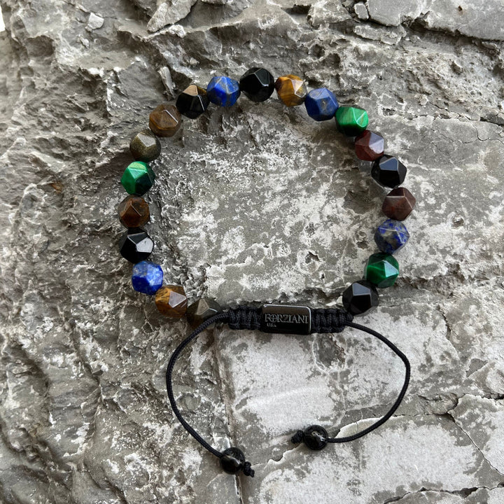 Hex Multi Gemstone Beads Bracelet, 8mm