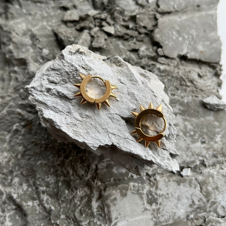 Impale Spikes Hoop Earrings Gold - Pair