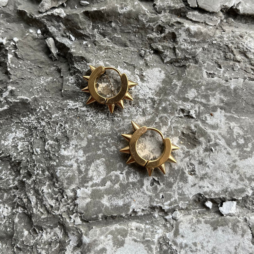 Impale Spikes Hoop Earrings Gold - Pair
