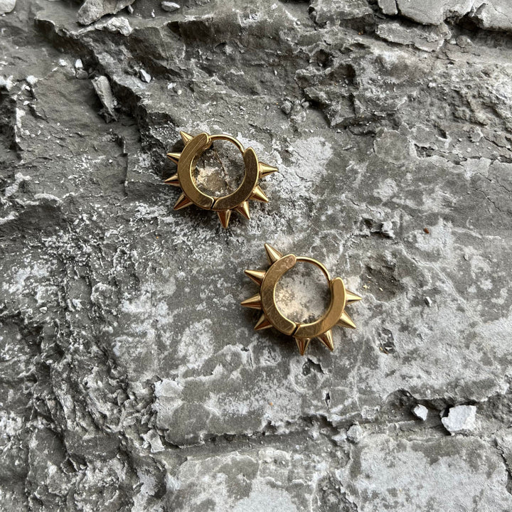 Impale Spikes Hoop Earrings Gold - Pair