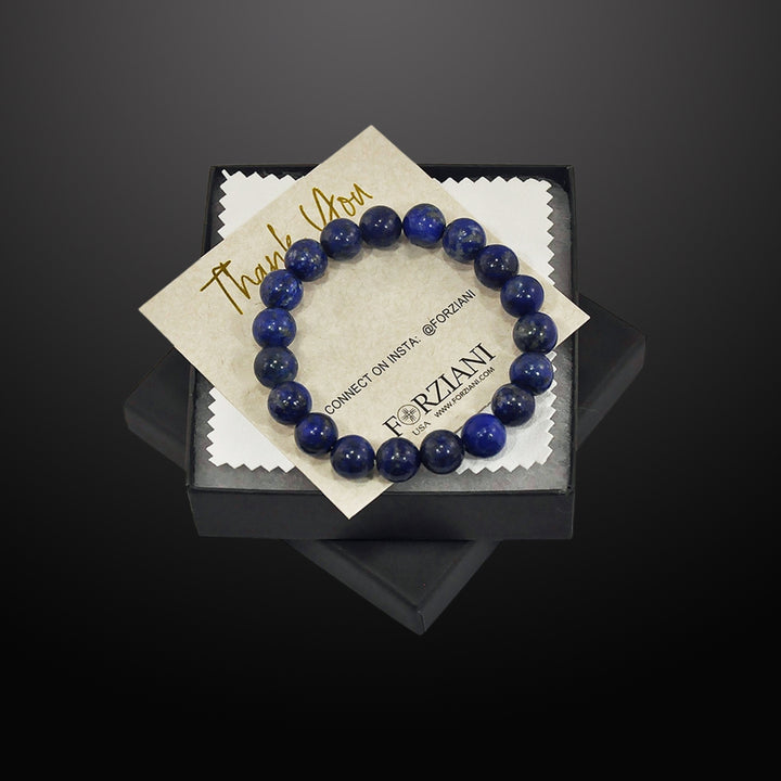 Lapis Beaded Bracelet for Men, 10mm