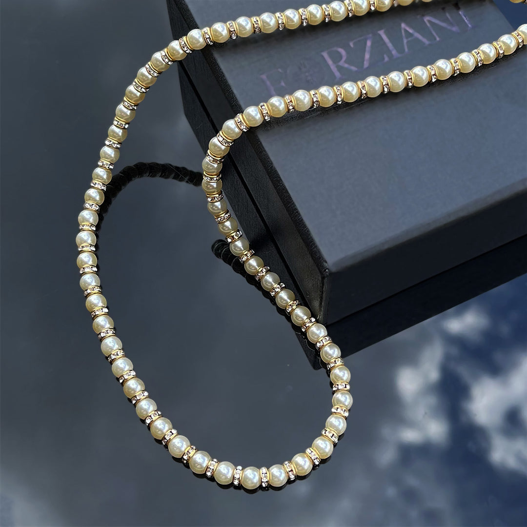 Men’s Ivory Pearls Necklace, Gold