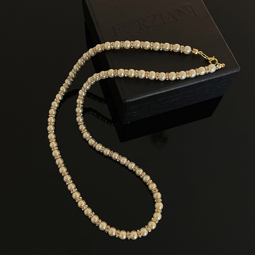 Men’s Ivory Pearls Necklace, Gold