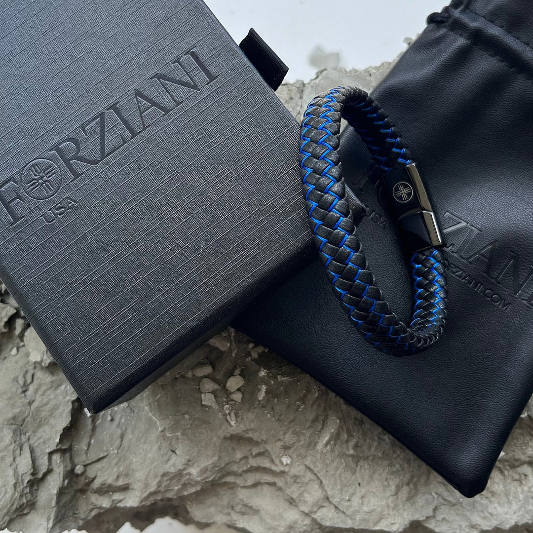 Nitro Blue Woven Leather Bracelet