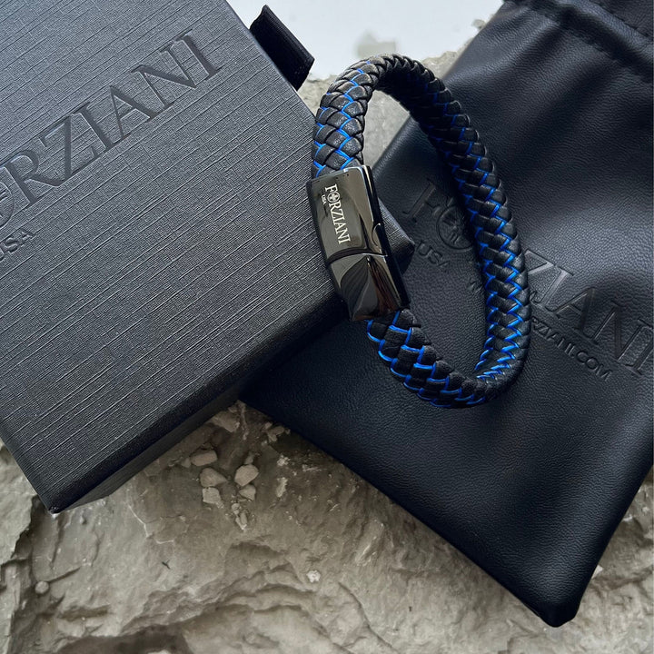 Nitro Blue Woven Leather Bracelet