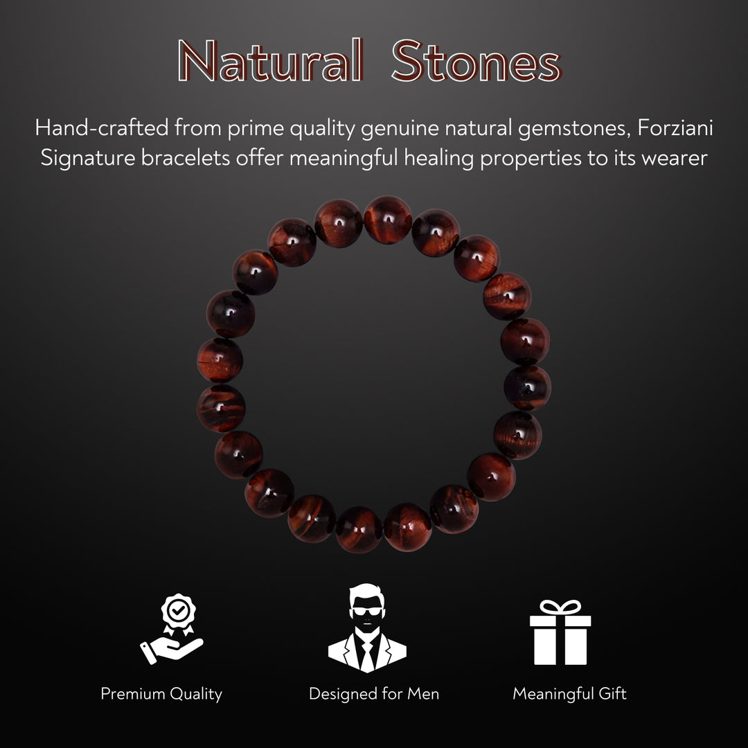 Iron Tiger's Eye Beaded Bracelet for Men, 10mm