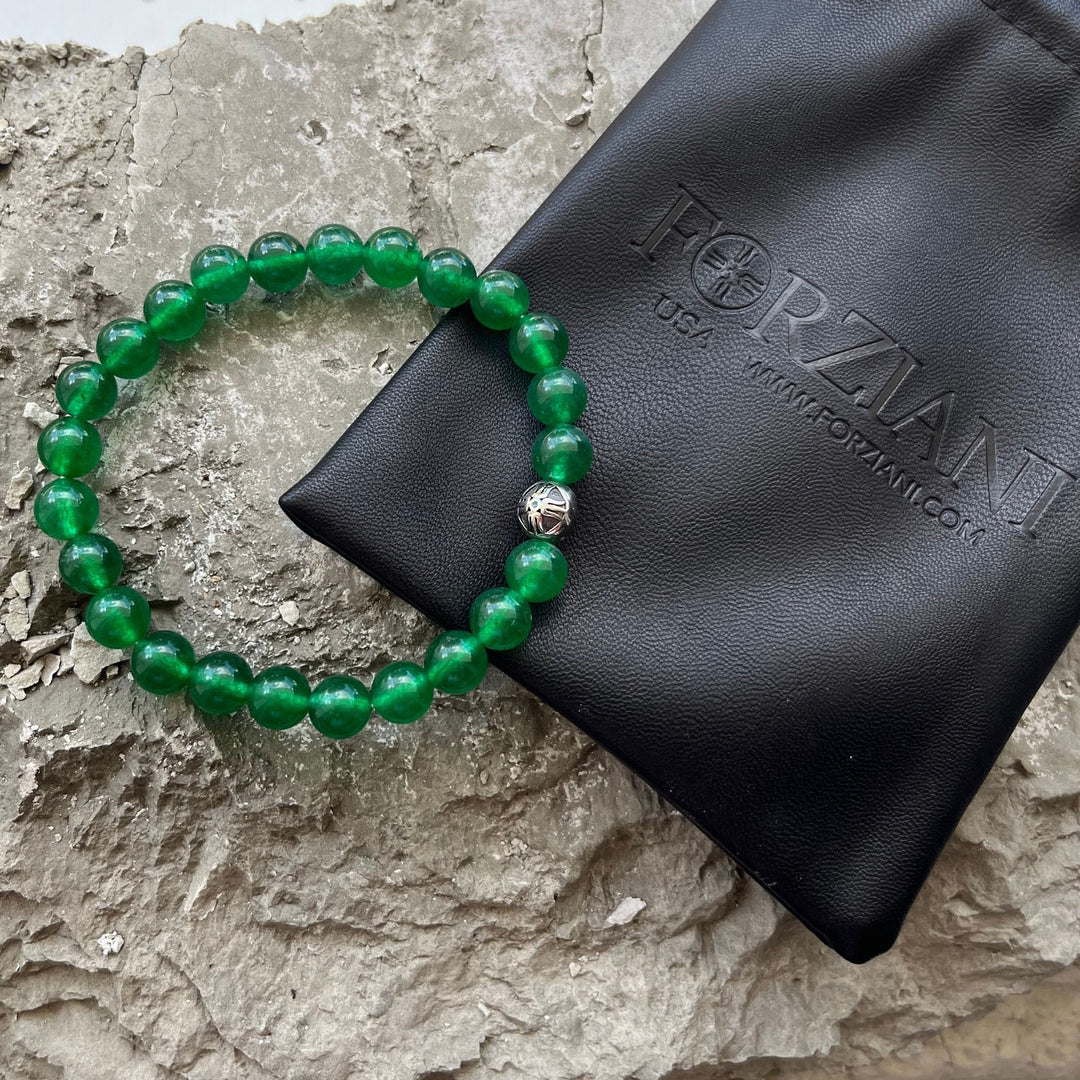 Spiritual Beads Bracelet Green Jade, 8mm