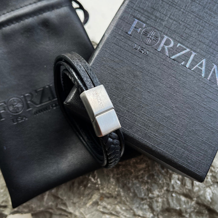 Stratos Multilayered Black Leather Bracelet