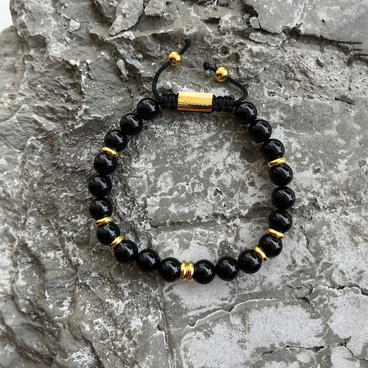 Summit Men’s Beaded Bracelet Black Onyx Gold, 6mm
