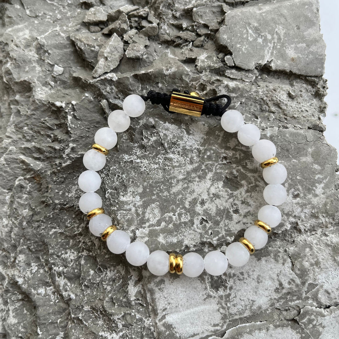 Summit Men’s Beaded Bracelet Moonstone Gold, 6mm