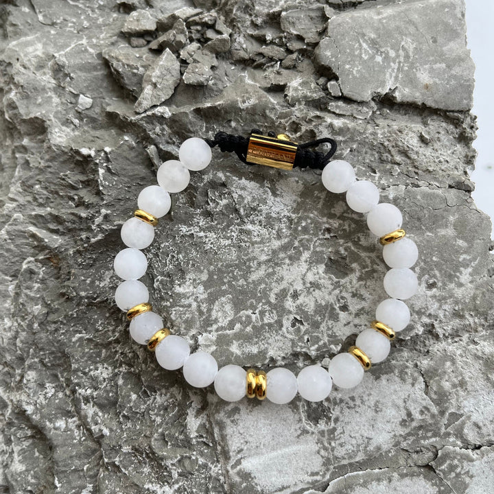 Summit Men’s Beaded Bracelet Moonstone Gold, 6mm