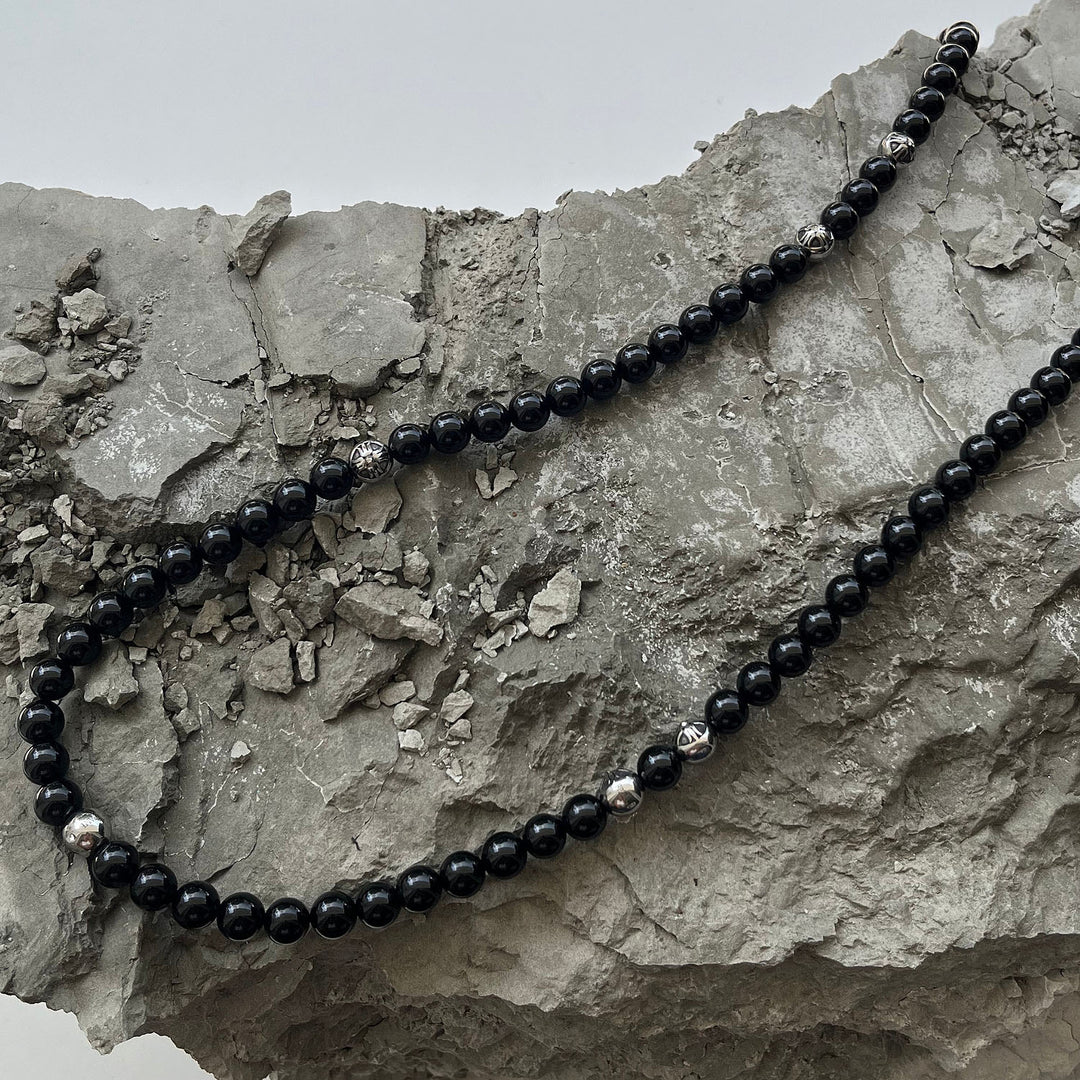 Noir Black Onyx Beaded Necklace