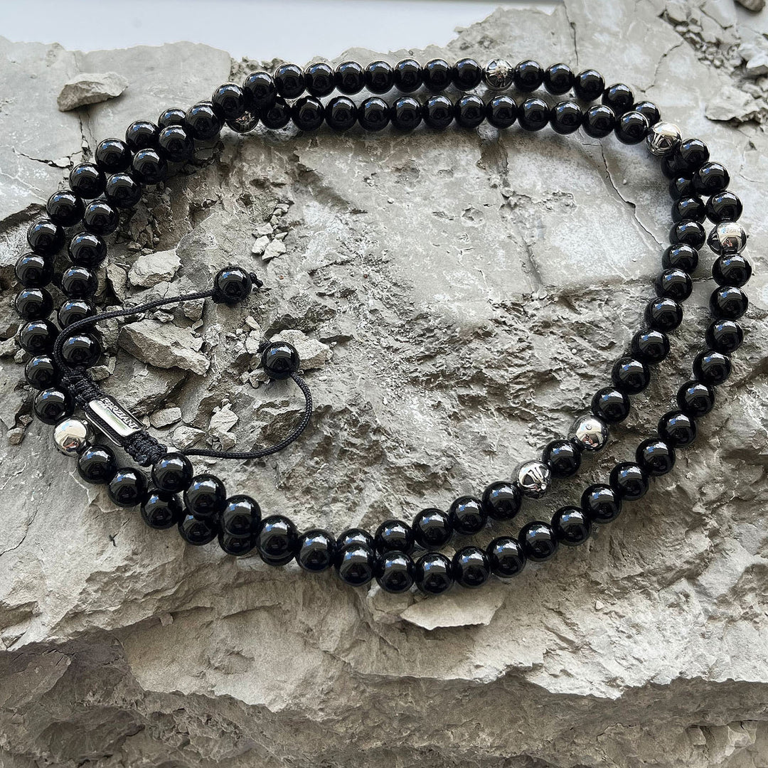 Noir Black Onyx Beaded Necklace