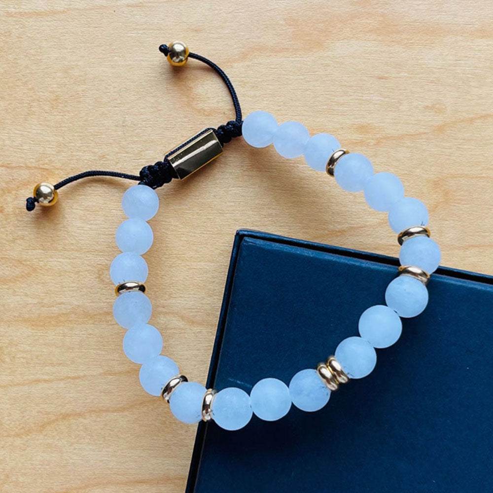 Summit Men’s Beaded Bracelet Moonstone Gold, 6mm