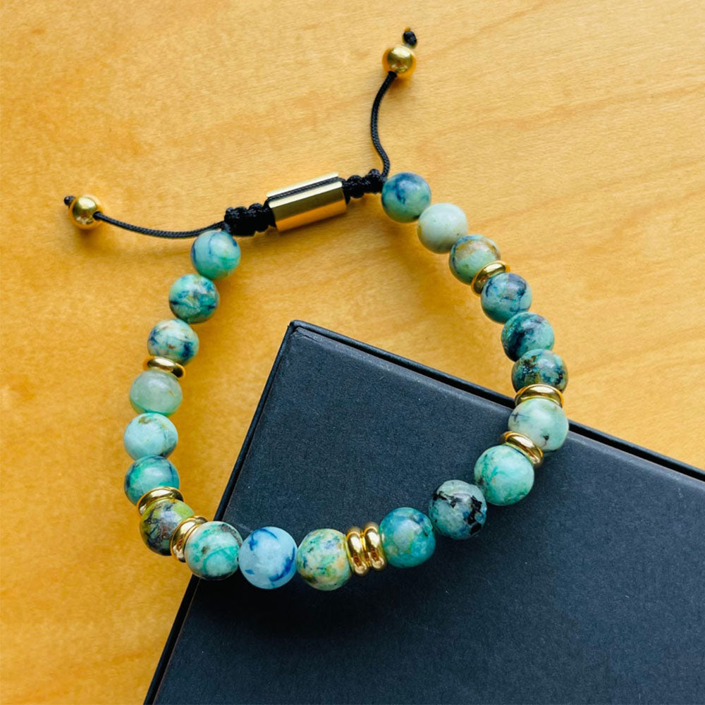 Summit Men’s Beaded Bracelet Turquoise Gold, 6mm