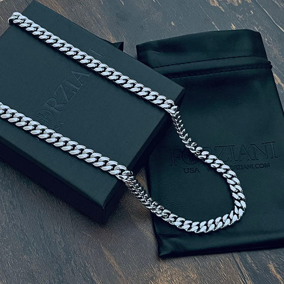 Crescent Link Chain Necklace Silver - 8mm
