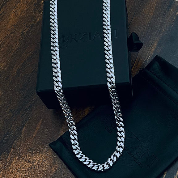 Crescent Link Chain Necklace Silver - 8mm