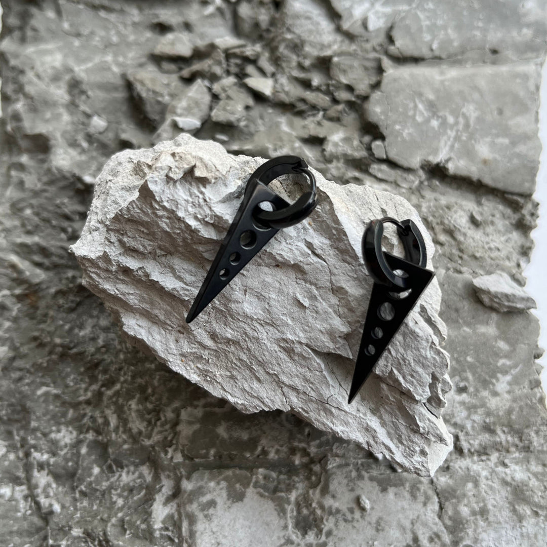 Volt Hoop Dangle Earrings Black - Pair