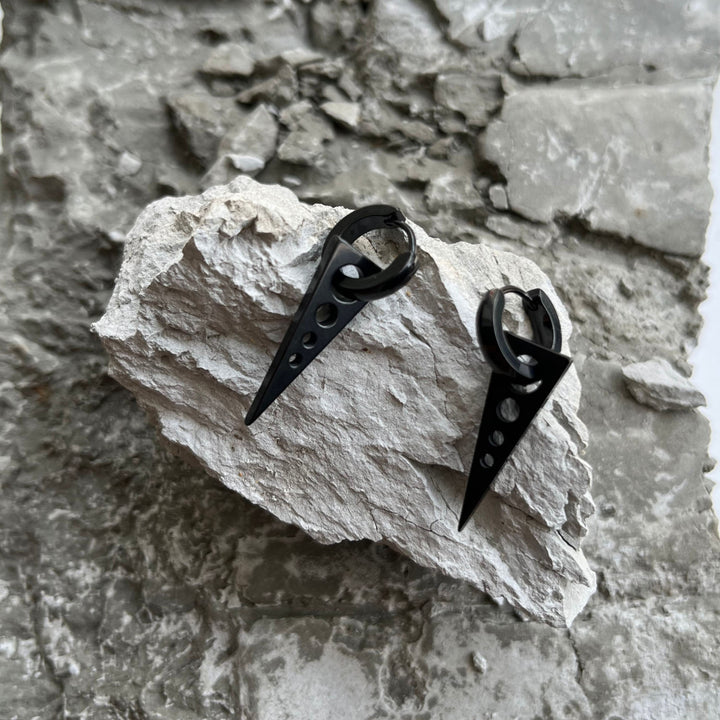 Volt Hoop Dangle Earrings Black - Pair