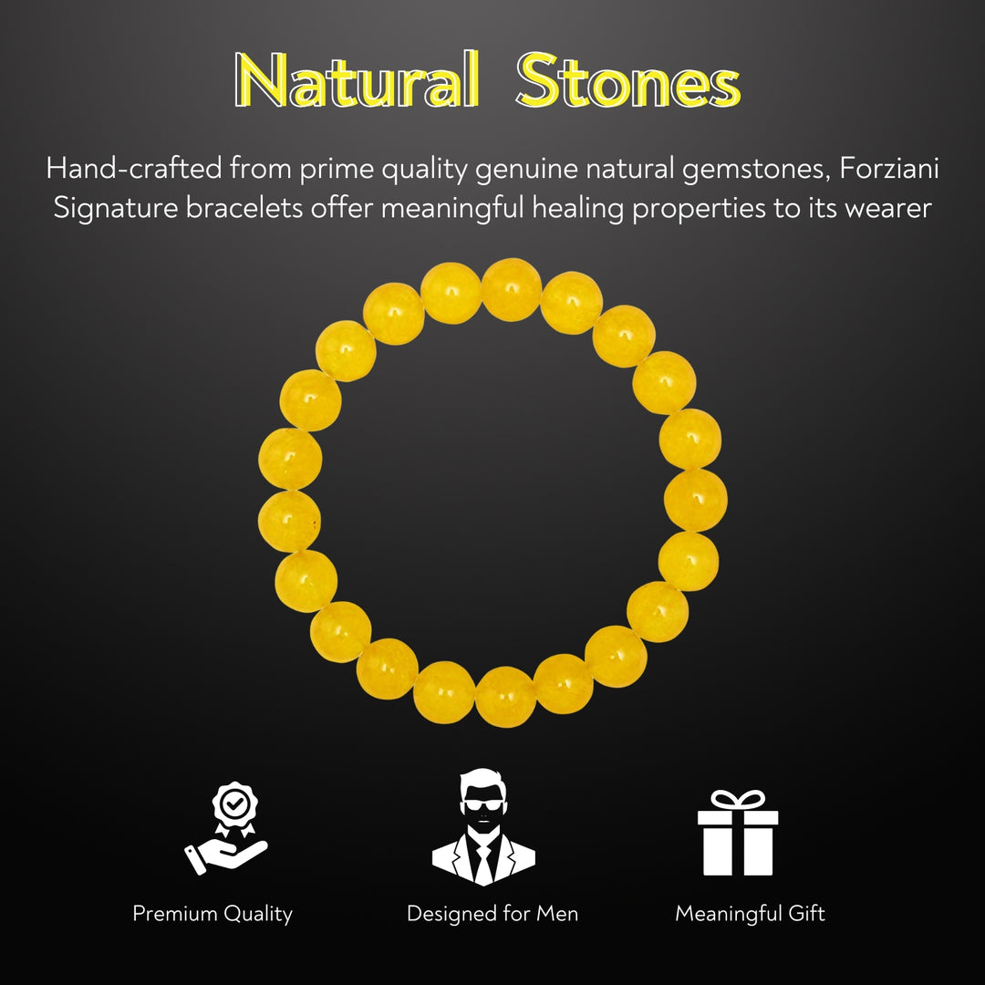 Yellow Jade Beaded Bracelet for Men, 10mm