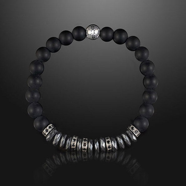 Apollo Black Agate and Pyrite Beads Bracelet, 6mm