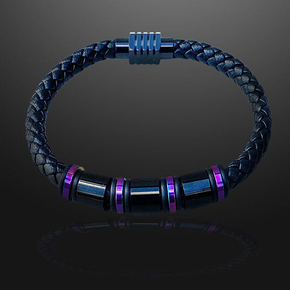 Titanium Leather and Steel Bracelet