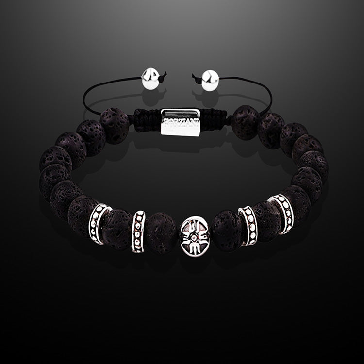 Equinox Men’s Beaded Bracelet Lava Stone, 8mm